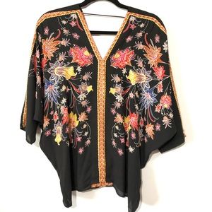 Rose & Olive Floral Kimono Tunic Top S
